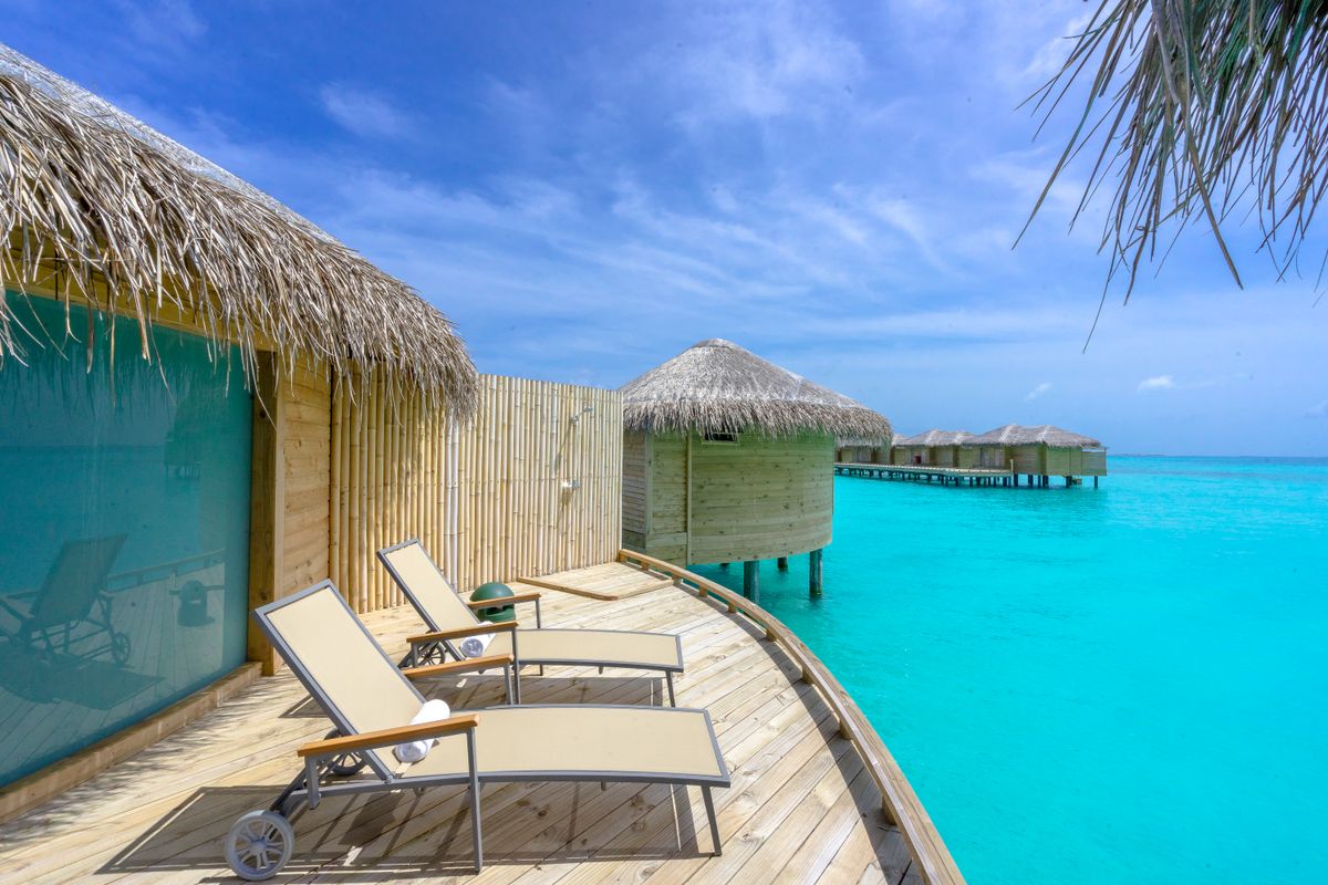 Loungers on an overwater deck