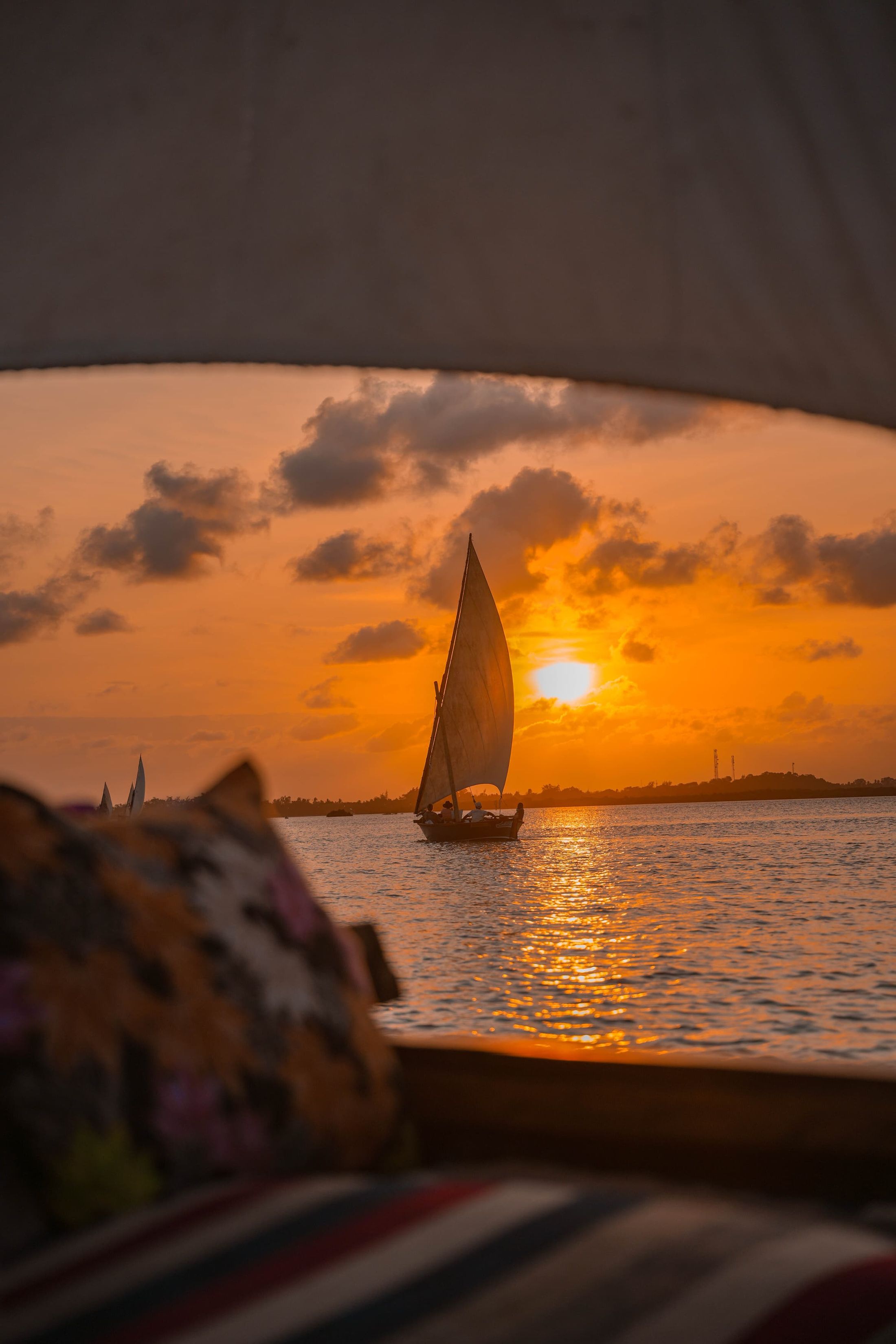 A sail against the evening sky